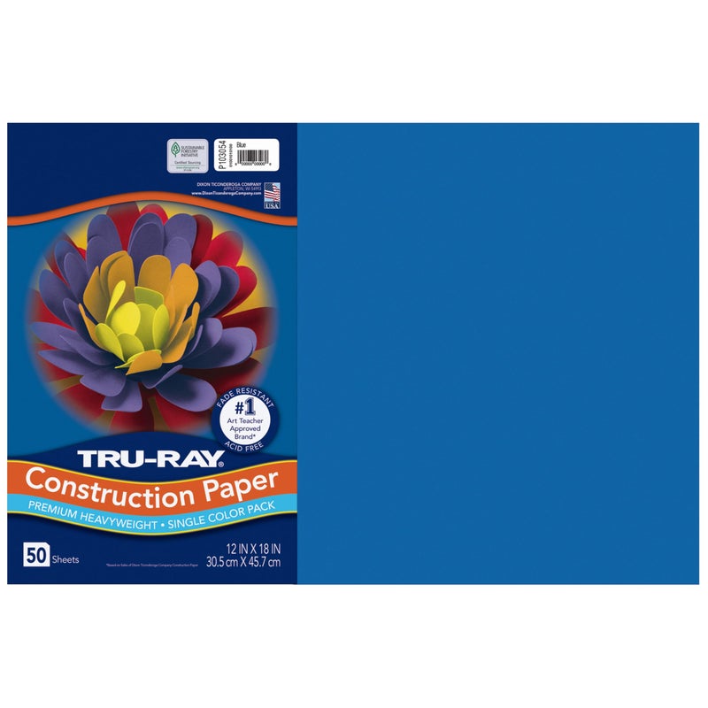 Tru-RayÂ® Construction Paper, 50% Recycled, 12" x 18", Blue, Pack Of 50 - Image 1
