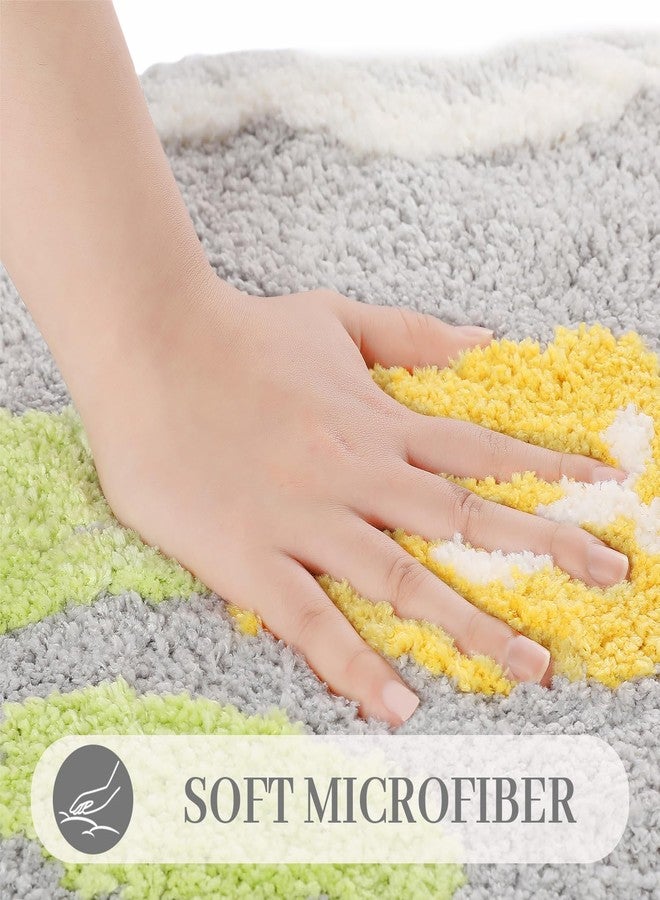 Tyrafry Toilet Bath Rug, U-Shaped Non-Slip Toilet Rug, Flower Rug for Bathroom Floor Soft Plush Microfiber Mat Super Absorbent Washable Bath Shower Mat, 19.5 x 21.5 Inches, Grey - Image 4