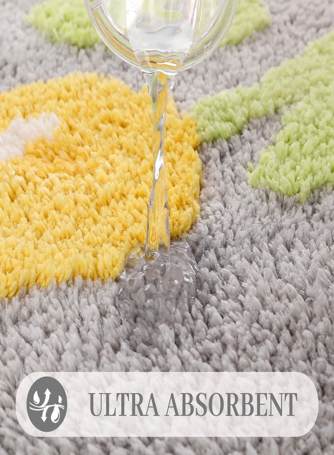 Tyrafry Toilet Bath Rug, U-Shaped Non-Slip Toilet Rug, Flower Rug for Bathroom Floor Soft Plush Microfiber Mat Super Absorbent Washable Bath Shower Mat, 19.5 x 21.5 Inches, Grey - Image 5
