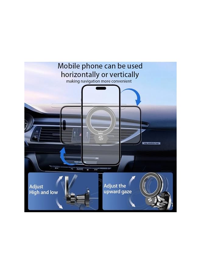 S-TOP Car Phone Mount, Magnetic Air Vent Holder compatible with iPhone 12/13/14/15 Series, 360° Adjustable Universal Phone Stand with Eagle Beak Clamp Design - Image 2