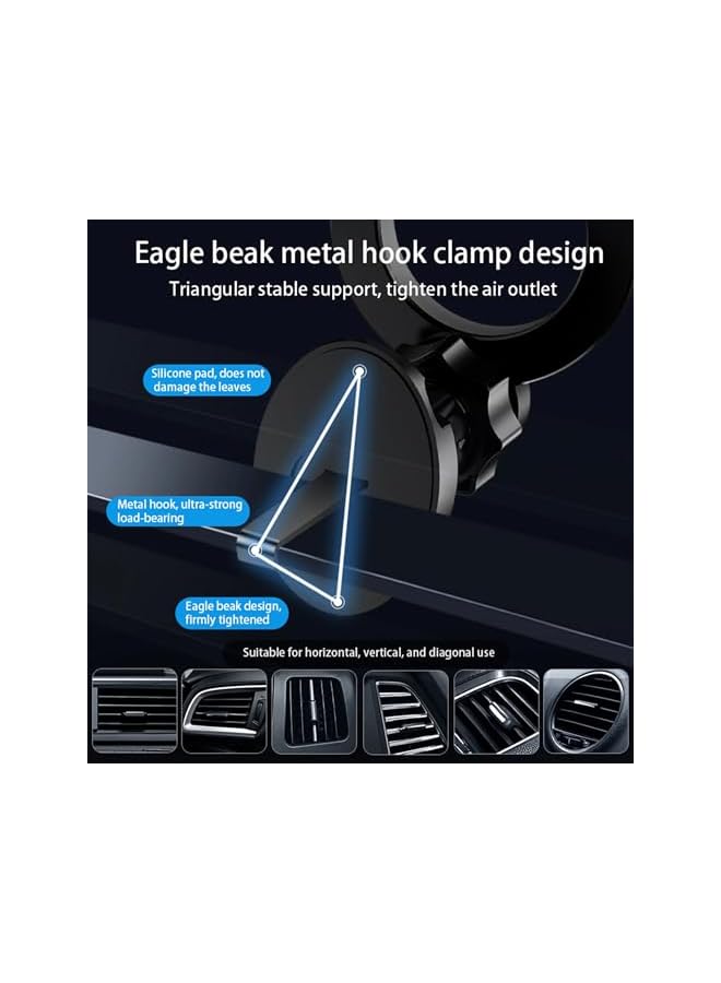 S-TOP Car Phone Mount, Magnetic Air Vent Holder compatible with iPhone 12/13/14/15 Series, 360° Adjustable Universal Phone Stand with Eagle Beak Clamp Design - Image 3