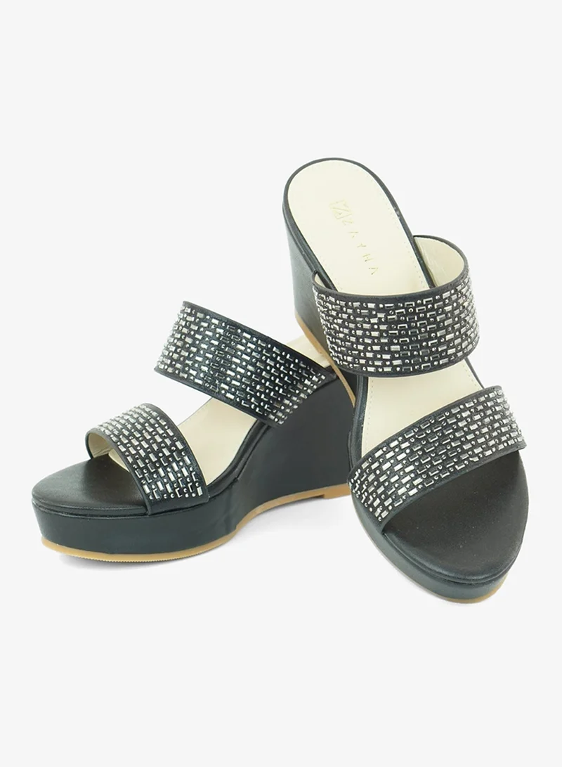 Zayna Black 221-327 Zayna Ladies Classic Wedge Slides 3T2320-712 Black for Women | Best Price UAE