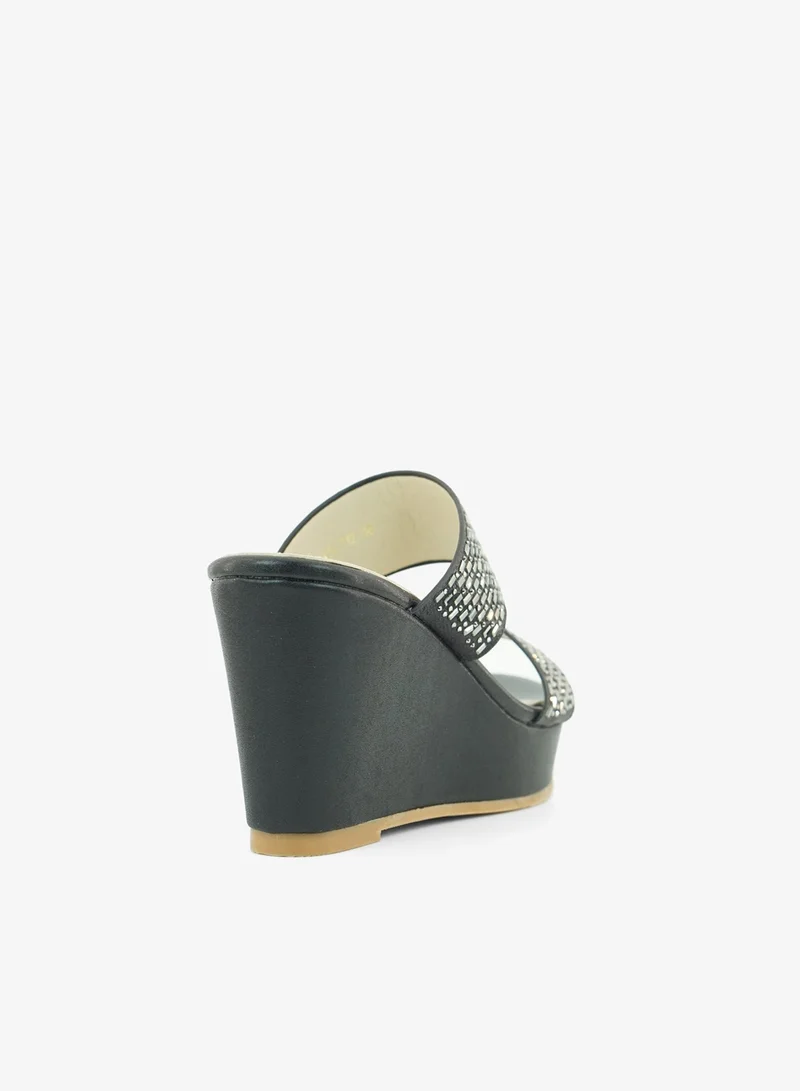 Zayna Black 221-327 Zayna Ladies Classic Wedge Slides 3T2320-712 Black for Women | Best Price UAE