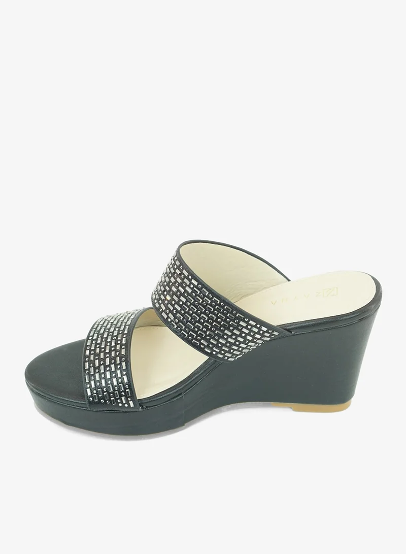 Zayna Black 221-327 Zayna Ladies Classic Wedge Slides 3T2320-712 Black for Women | Best Price UAE