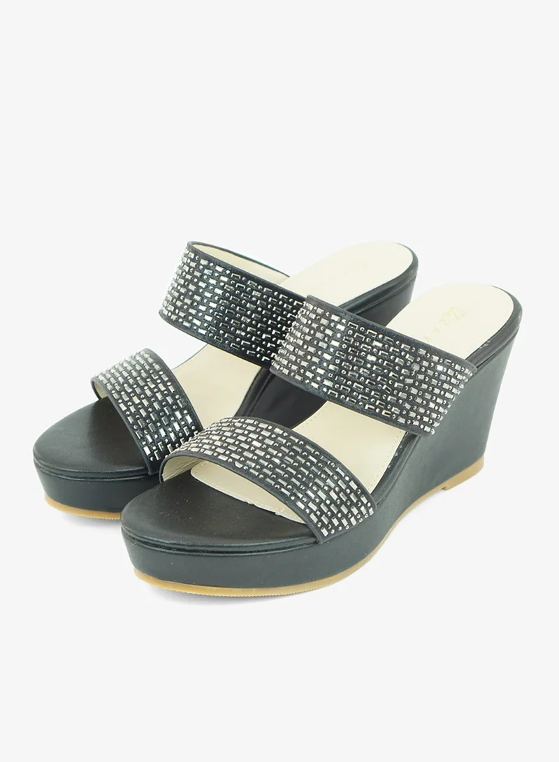 Zayna Black 221-327 Zayna Ladies Classic Wedge Slides 3T2320-712 Black for Women | Best Price UAE