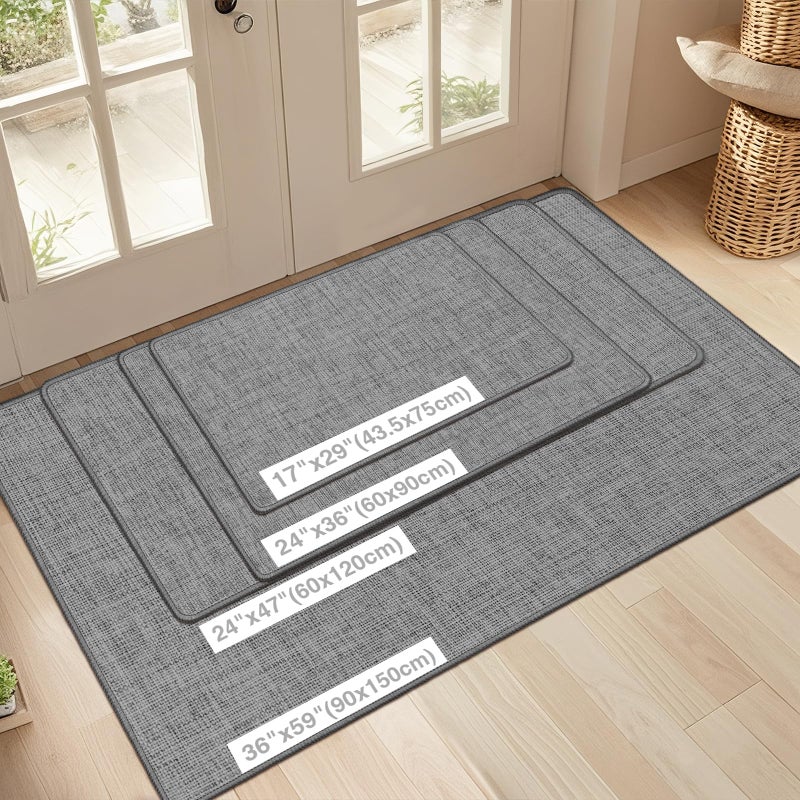 LEKEEPGO Ultra Thin Indoor Door Mat 36"x59", Low-Profile Door Mat Indoor Entrance, Non Slip Rubber Backing Inside Doormat Washable Welcome Front Entryway Dirt Trapper Entry Mat, Grey - Image 2