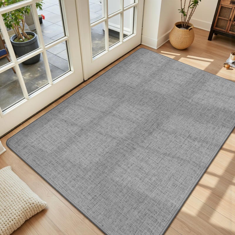 LEKEEPGO Ultra Thin Indoor Door Mat 36"x59", Low-Profile Door Mat Indoor Entrance, Non Slip Rubber Backing Inside Doormat Washable Welcome Front Entryway Dirt Trapper Entry Mat, Grey - Image 1