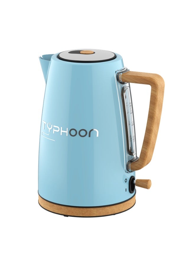 Typhoon Water Kettle - 1.7 Liter Capacity - 2200 Watts - Wooden Handle - Blue - TY-01-003 BL - Image 2
