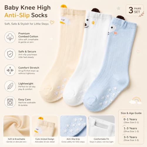 GUCHIGU Unisex Baby Knee-High Ankle Length Socks Toddlers Breathable Cute Print Sock Anti-Mosquito Knit 3 Pair Cotton Ankle Socks For Little Kids Boys Girls (Multicolor, 6-24 Months, Pack Of 3) - Image 3