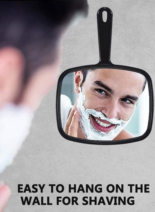 HOOTO Large Hand Mirror, Salon Barber Hand Mirror with Handle 32 cm x 23 cm Square ( Black ) - Image 3