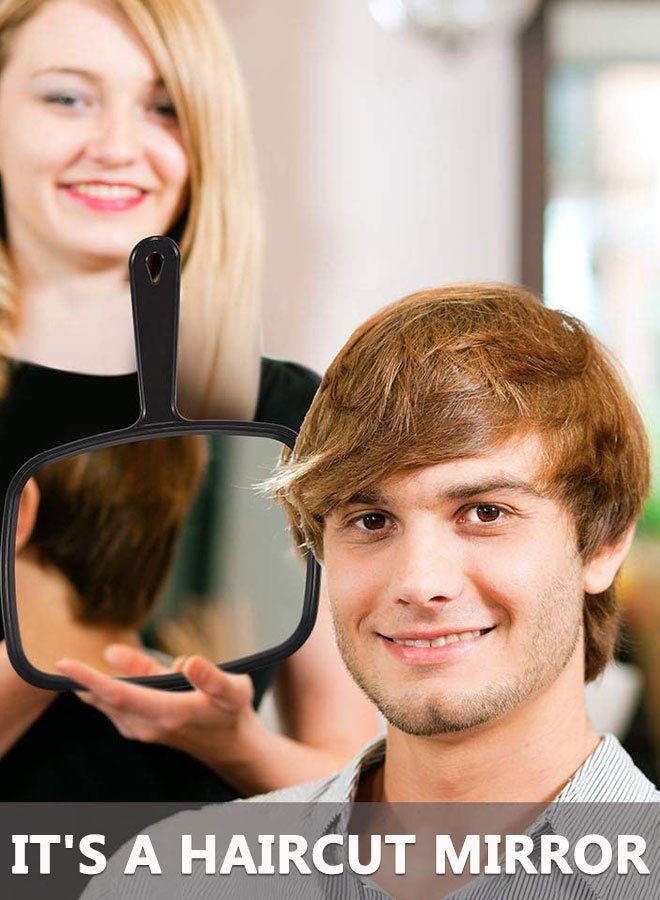 HOOTO Large Hand Mirror, Salon Barber Hand Mirror with Handle 32 cm x 23 cm Square ( Black ) - Image 4