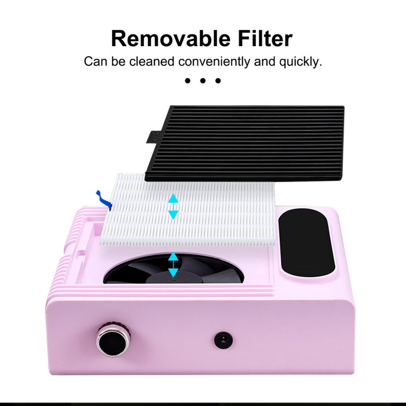 Electric Nail Collector 80W Pink UK Plug - Strong Adsorption Suction Speed Adjustable Nail Collector for Professional Nail Salons Home Manicure Use - Image 4