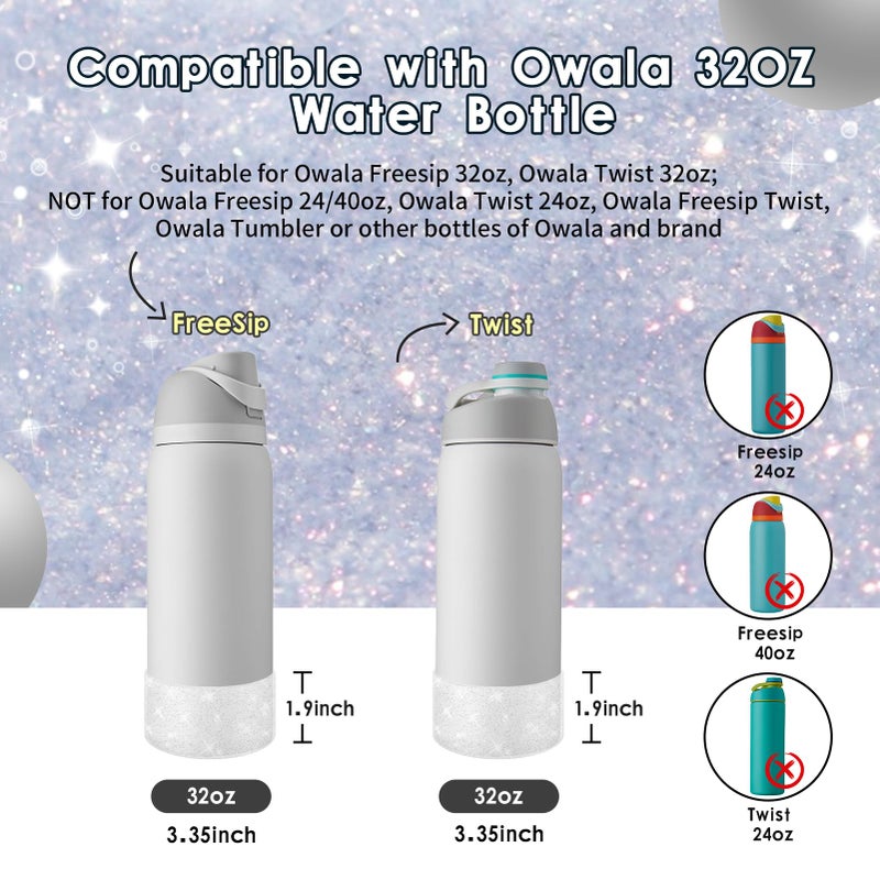 BKBY Protective Glitter Silicone Boot Compatible with Owala 24oz 32oz 40oz, Bling Cup Sleeve Bottom Bumper Cover Compatible with Owala FreeSip, Twist, or Flip Stainless Steel Water Bottles - Image 2