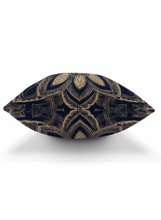 غطاء وسادة عصري من AOYEGO، ذهبي وأزرق داكن، بتصميم زهور تجريدي، رسم بتلات الزهور، أنيق، مستوحى من الطبيعة، فاخر، مقاس 18×18 بوصة، مناسب لغرف الأطفال والرجال والنساء. - Image 5
