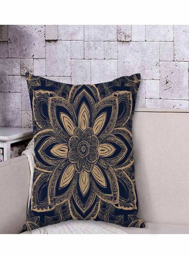 غطاء وسادة عصري من AOYEGO، ذهبي وأزرق داكن، بتصميم زهور تجريدي، رسم بتلات الزهور، أنيق، مستوحى من الطبيعة، فاخر، مقاس 18×18 بوصة، مناسب لغرف الأطفال والرجال والنساء. - Image 4