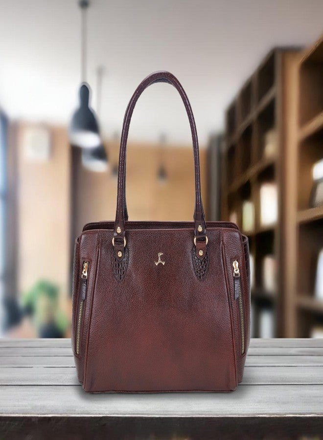 Mochi Women Brown Casual Leather Soft Body Zipper closure Solid Shoulder Bag (37-68) - Image 2