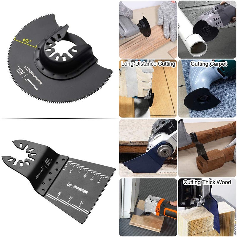 Bionso 40 PCS Oscillating Saw Blades, Premium Multitool Kit for Wood Metal Plastics, Tool Blades Fit Dewalt Worx Rockwell Wen Milwaukee Makita Ryobi Bosch Fein Porter Genesis Black - Image 4