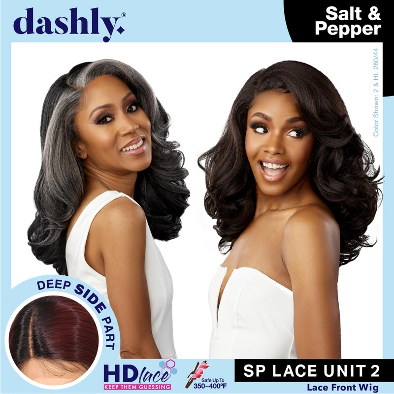 Sensationnel Dashly Lace Saltandpepper Wig - Sp Unit 2 Hand Tied Laceparting Ear to Ear Synthetic (1B OFFBLACK) - Image 2