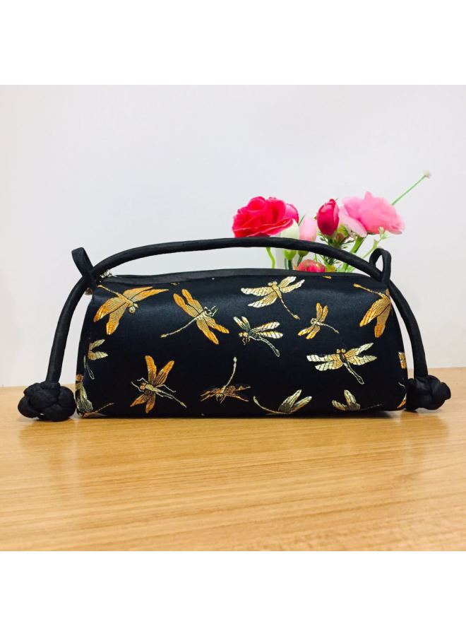 Button Handbag Chinese Style Cheongsam Matching Bag Makeup Storage Bag Evening Bag Classical Style Gift Giving Gifts-Color:Black Dragon - Image 2