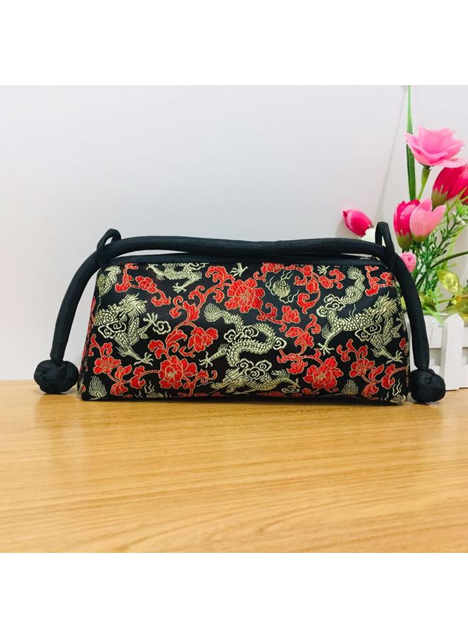 Button Handbag Chinese Style Cheongsam Matching Bag Makeup Storage Bag Evening Bag Classical Style Gift Giving Gifts-Color:Black Dragon - Image 1