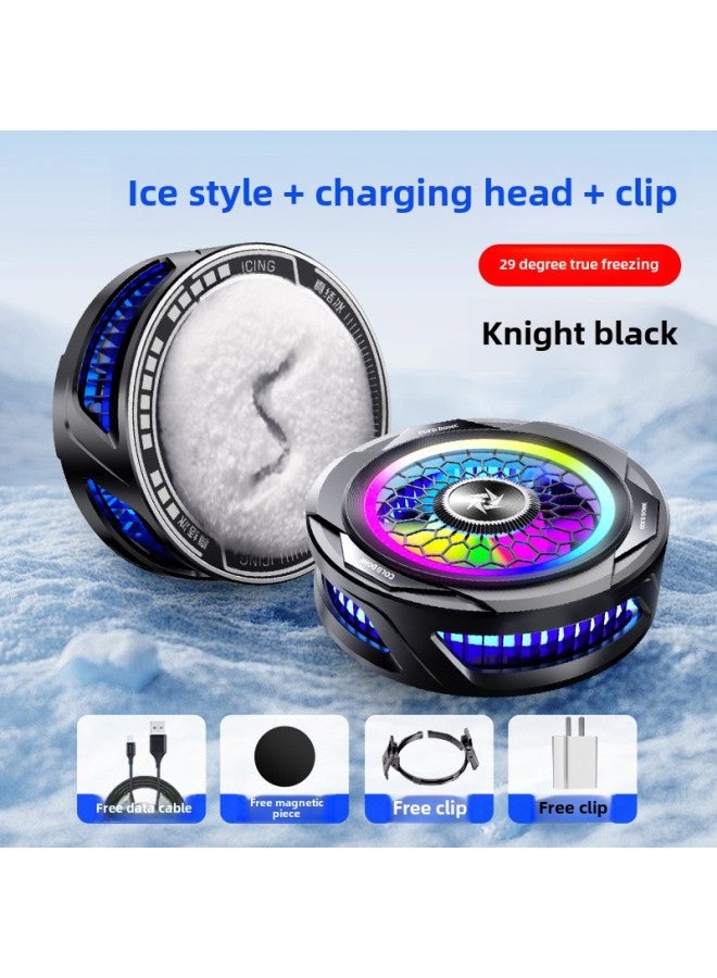 Mobile Phone Radiator SL25 Magnetic Back Clip Semiconductor Icing Artifact Electronic Competition Chicken Game Android Tablet Universal-Color:SL25 Black Icing [magnetic Clip 22.5W Charging Head]]  - Image 1
