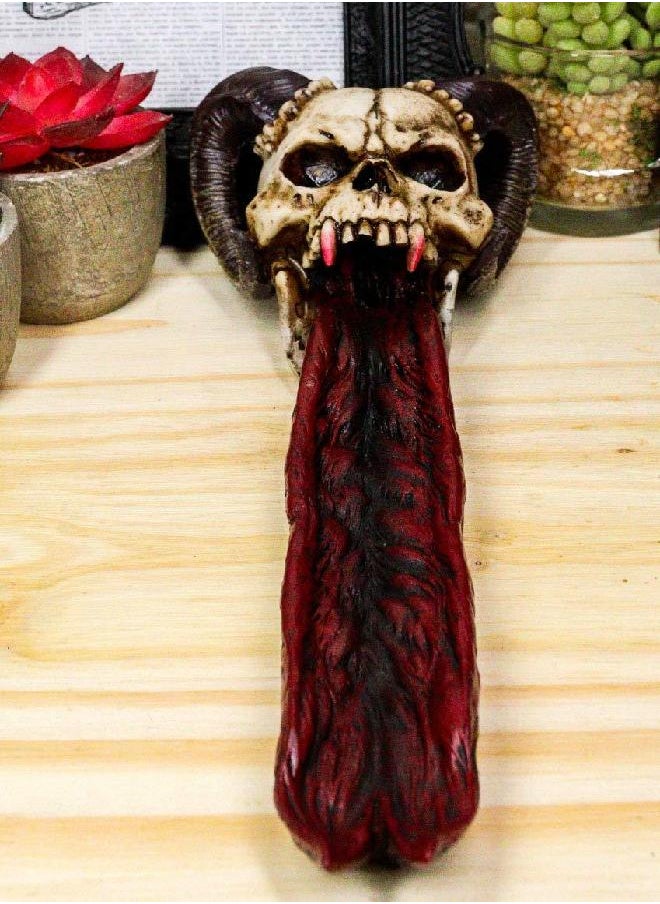 Ebros Gift Ebros Vampire Fanged Ram Horned Skull with Demonic Tongue Incense Stick Burner Holder 10.5" Long Skulls Skeletons Halloween Aromatherapy Decorative Accent Figurine Accessory  - Image 3