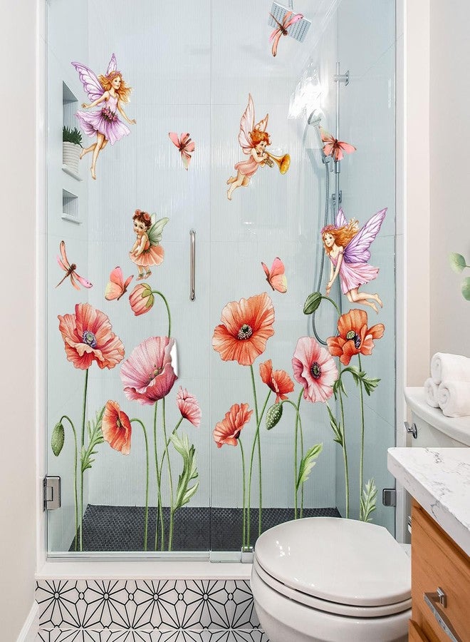 iMagitek Large Fairy Flower Wall Decals Butterfly Girls with Flowers Wall Stickers for Baby Girls Bedroom Kids Bedroom Playroom - Image 5