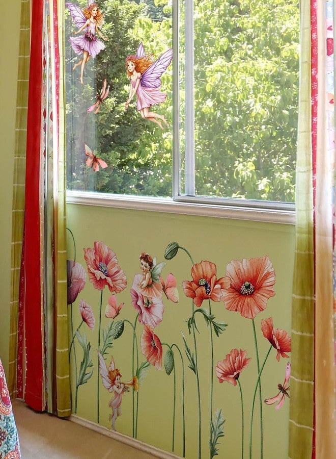 iMagitek Large Fairy Flower Wall Decals Butterfly Girls with Flowers Wall Stickers for Baby Girls Bedroom Kids Bedroom Playroom - Image 4