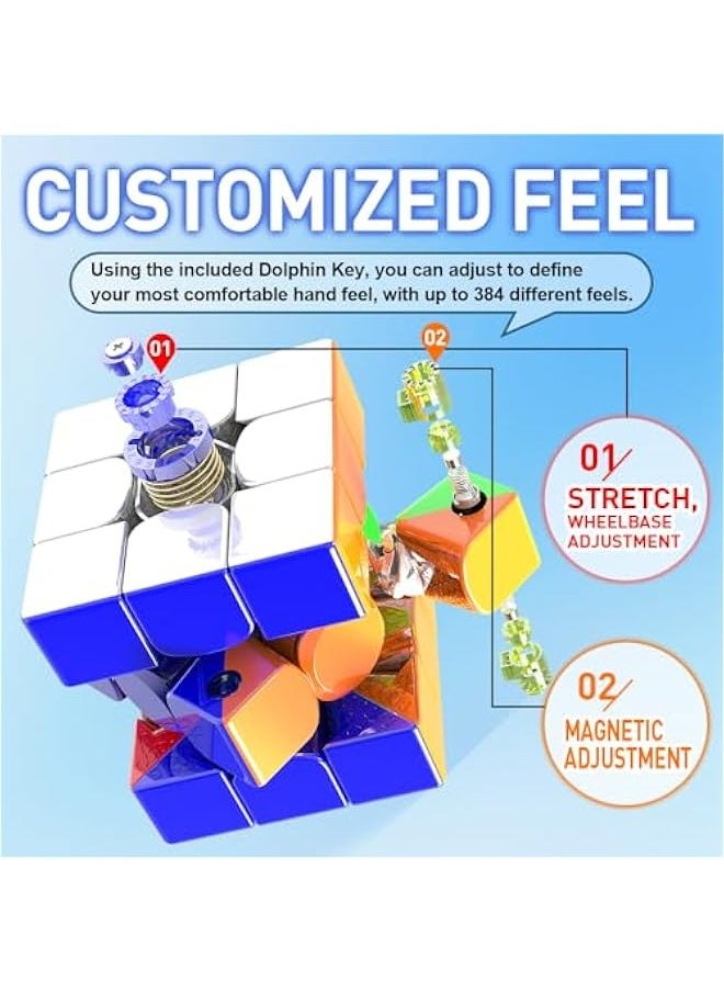 Generic - Speed Cube 3x3 Magnetic Speedcube 384 Customizable Feel Stickerless Speedcube, Rotating Smooth & Fast Magic Cube, Puzzle Toy for Kids and Adults Haitun Waverider V1 - Image 1