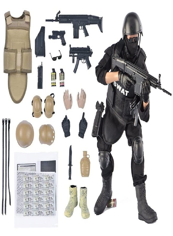 BJPEY 12" Action Figures Toy 1:6 Stand Bendable Soldier Figure Model Toy ( SWAT ) - Image 1