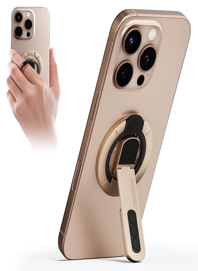 TODI for MagSafe Phone Grip Stand, 3-in-1 Magnetic Finger Ring Holder with Double-Sided Magnet, Fidget Toy Design, Magnetic Phone Stand for iPhone 16/15/14/13/12 Series (Gold) - Image 1