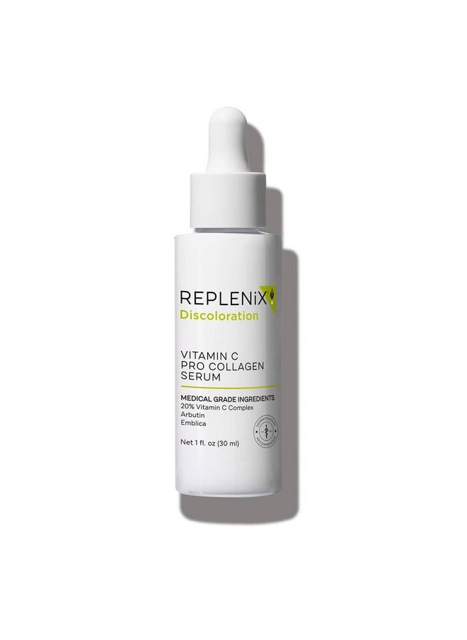 Replenix Vitamin C Pro Collagen Serum, Brightening Anti-Aging Face Treatment With Medical-Grade Antioxidants For Skin Discoloration (1 Fl. Oz) 