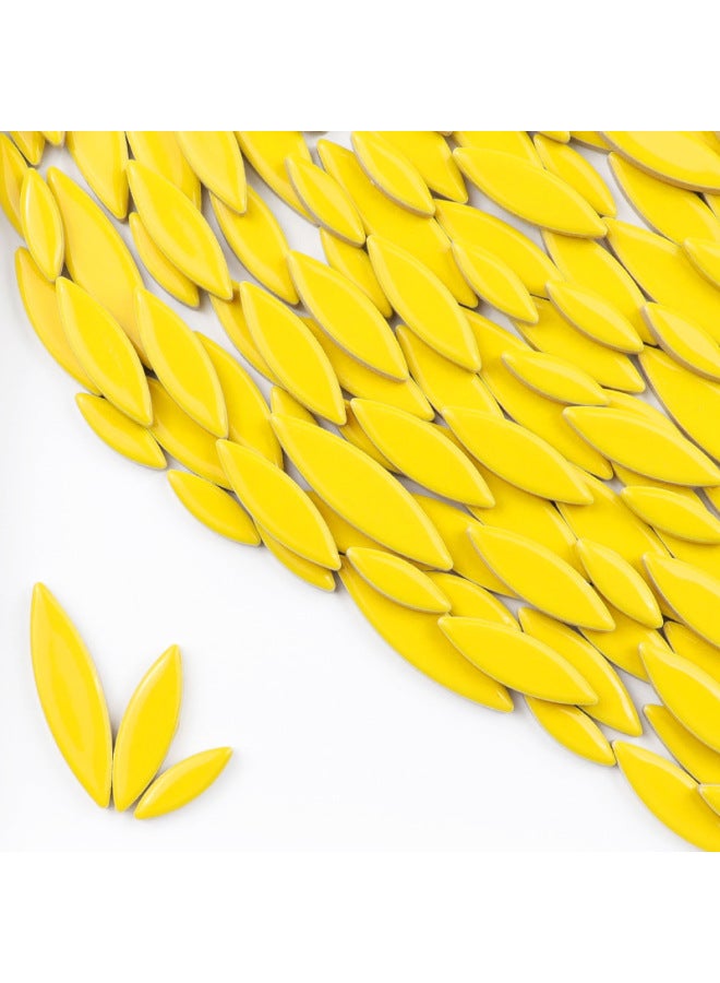 200g DIY Willow Leaf Petal Ceramic Mosaic Handmade Material Color Irregular Shaped Ceramic Chip Patch-Color:Yellow  - Image 1