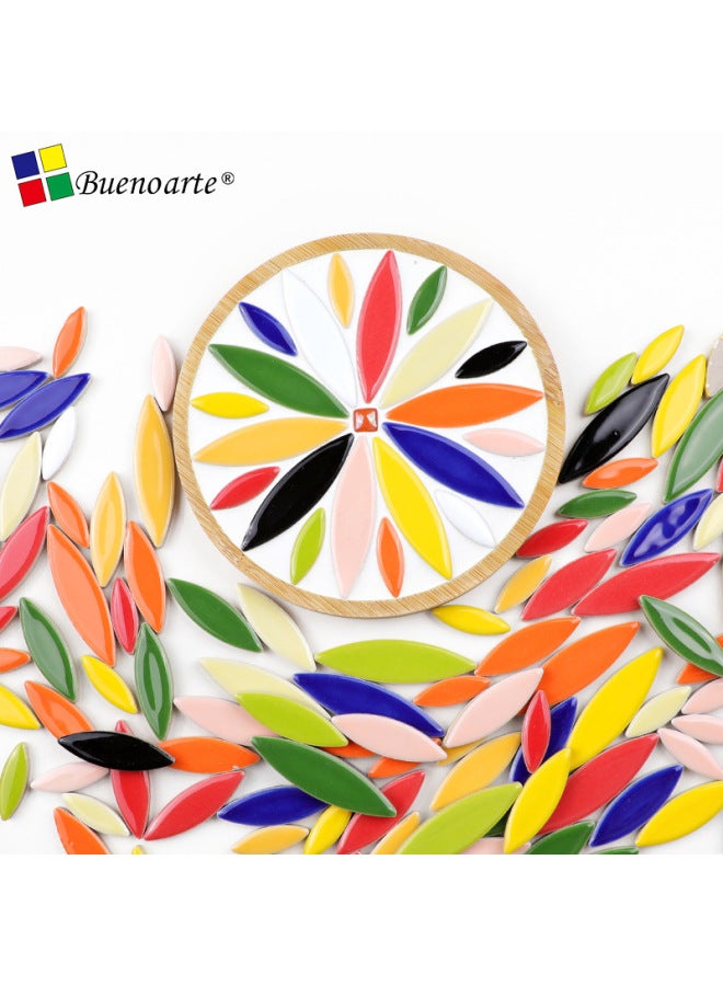 200g DIY Willow Leaf Petal Ceramic Mosaic Handmade Material Color Irregular Shaped Ceramic Chip Patch-Color:Yellow  - Image 5