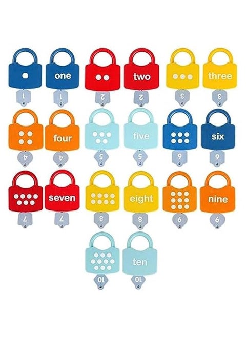 10Pcs Kids Learning Locks with Keys, 123 Dots Numbers Matching and Counting Toys, Montessori Educational Toys for Toddlers Boys Girls