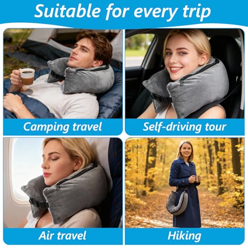 HaiFafafaing Stuffable Travel Neck Pillow Velvet Stuffable Pillow for Traveling Neck Pillows for Extra Luggage with Adjustable Necks Size Portable Travel Essentials Multifunctional Sleeping Rest Cushion - Image 4