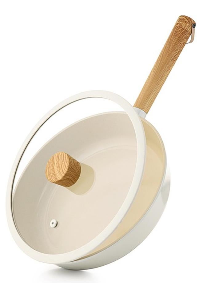 Sensarte مقلاة سيراميك غير لاصقة SENSARTE PASCA 20 سم مع غطاء زجاجي، أدوات طهي صحية، مجموعة طهي غير سامة للاستخدام على الموقد، آمنة في غسالة الصحون والفرن، خالية من PFAS/PTFE/PFOA - Image 1