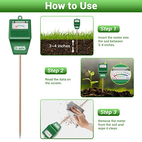 Dr.meter Soil Moisture Meter, 2 Packs Soil Test Kit for Garden Lawn Farm Indoor & Outdoor Use - Soil Tester Hygrometer Sensor for Houseplants - Plant Water Meter-No Battery Needed, Gardening Gifts - Image 3