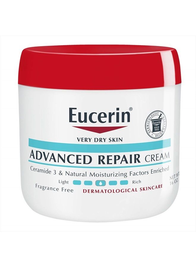 Eucerin Advanced Repair Body Cream, Fragrance Free Body Cream for Dry Skin, 16 Oz Jar - Image 1