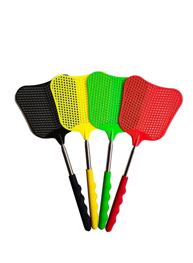 Extendable Fly Swatters Durable Plastic Fly Swatter Heavy Duty Set Telescopic Flyswatter with Stainless Steel Handle for Indoor Outdoor Classroom Office - Image 1