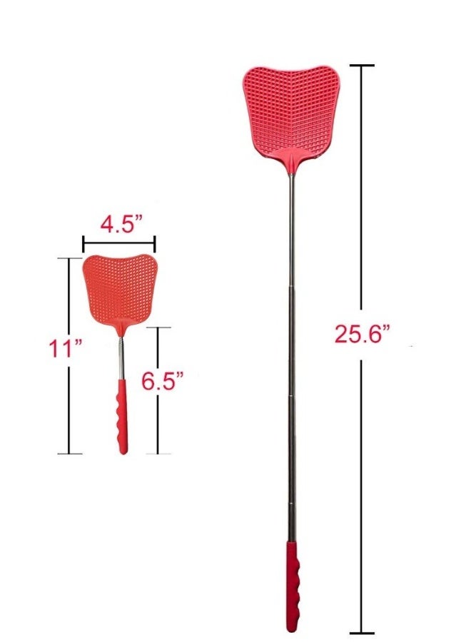 Extendable Fly Swatters Durable Plastic Fly Swatter Heavy Duty Set Telescopic Flyswatter with Stainless Steel Handle for Indoor Outdoor Classroom Office - Image 4