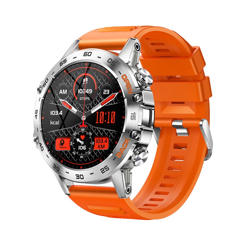 Smartwatch: Orange 1.39-Inch IPS 360x360 Display - BT5.0 High-Clear Call, 400mAh 30-Day Standby Health Monitor for Indoor Outdoor Fitness Enthusiasts - Image 1