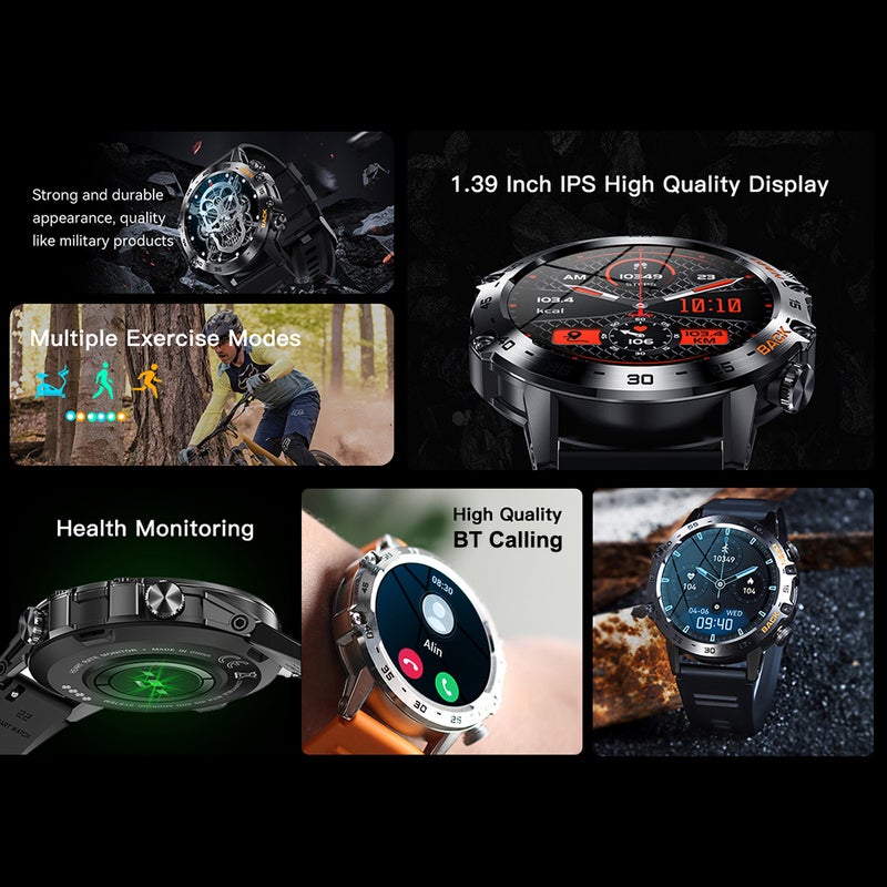 Smartwatch: Orange 1.39-Inch IPS 360x360 Display - BT5.0 High-Clear Call, 400mAh 30-Day Standby Health Monitor for Indoor Outdoor Fitness Enthusiasts - Image 5