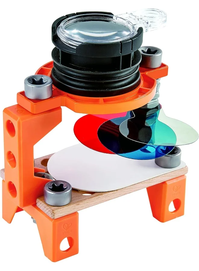 Hape Junior Inventor Optical Science Lab | 53 Piece Steam Wooden Playset, Experiments & Reactions Kit For Kids 4+ Years (E3034A) 30cm