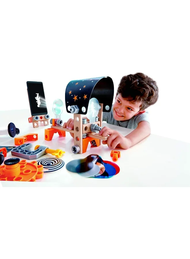Hape Junior Inventor Optical Science Lab | 53 Piece Steam Wooden Playset, Experiments & Reactions Kit For Kids 4+ Years (E3034A) 30cm