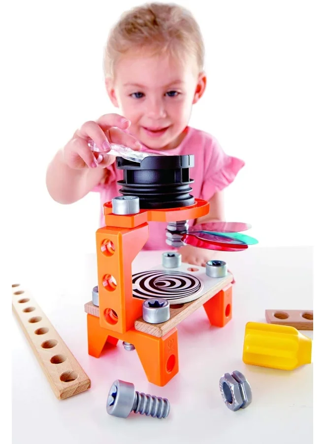 Hape Junior Inventor Optical Science Lab | 53 Piece Steam Wooden Playset, Experiments & Reactions Kit For Kids 4+ Years (E3034A) 30cm