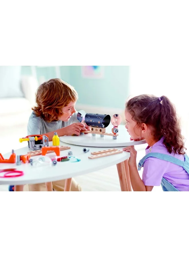 Hape Junior Inventor Optical Science Lab | 53 Piece Steam Wooden Playset, Experiments & Reactions Kit For Kids 4+ Years (E3034A) 30cm