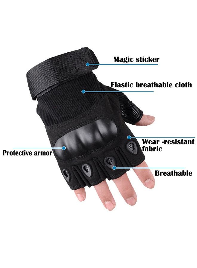 ZCM-HAPPY Half Finger Motorcycle Gloves Non-slip Wear-resistant Riding Fitness Sports Missing Finger Gloves - Image 2