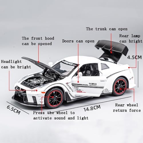DEUSON ECOM 1:32 Scale Supra Toy Car Diecast Metal Model Cars with Light Sound Pullback Openable Door Car Toy, White - Image 2