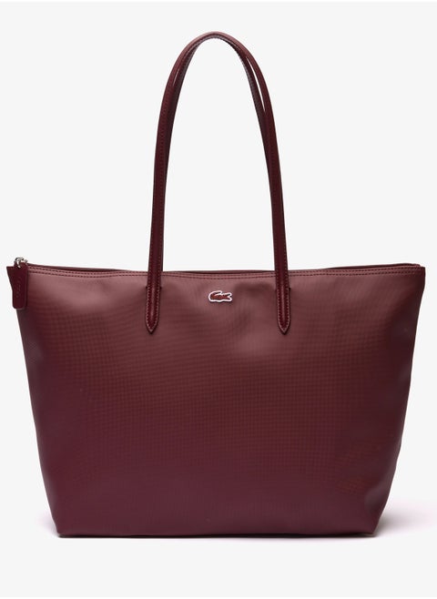 Lacoste Women's L12.12 Concept Fashion Versatile Large Capacity Large Size Zipper Handheld Shoulder Bag Tote Bag Large Claret 35cm * 30cm * 14cm